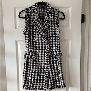 Zara Black and White Tweed Mini Dress